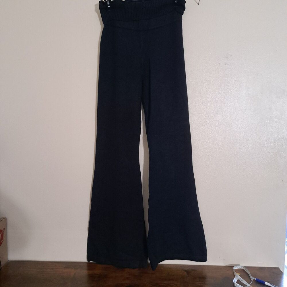 Pants Womens Large Black Flare Bell Bottom Cross Waist Yoga high Rise Pull On
